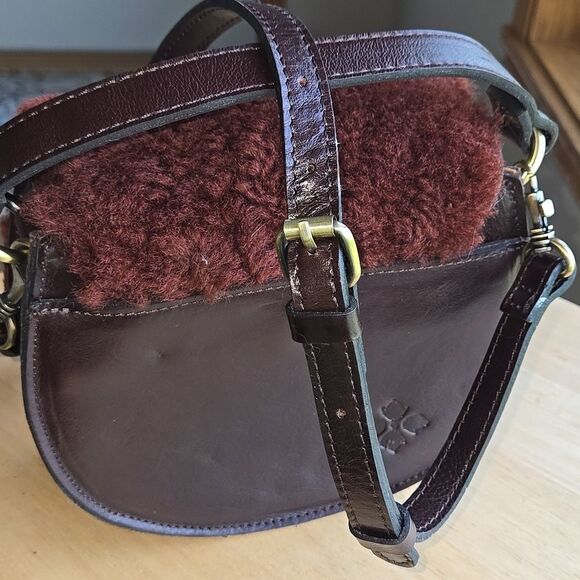 Patricia Nash Dark Brown Shearling Crossbody Bag Womens Handbag Purse Tote Carry - Picture 5 of 16